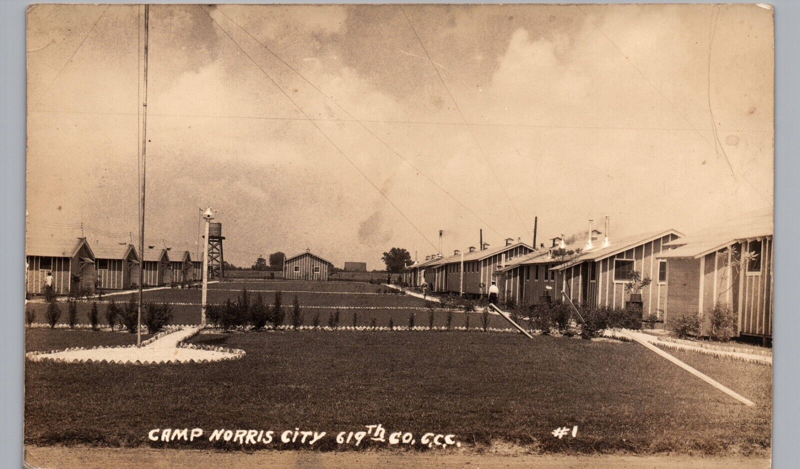 CAMP NORRIS CITY IL c1910 real photo postcard rppc illinois ww2 barracks army