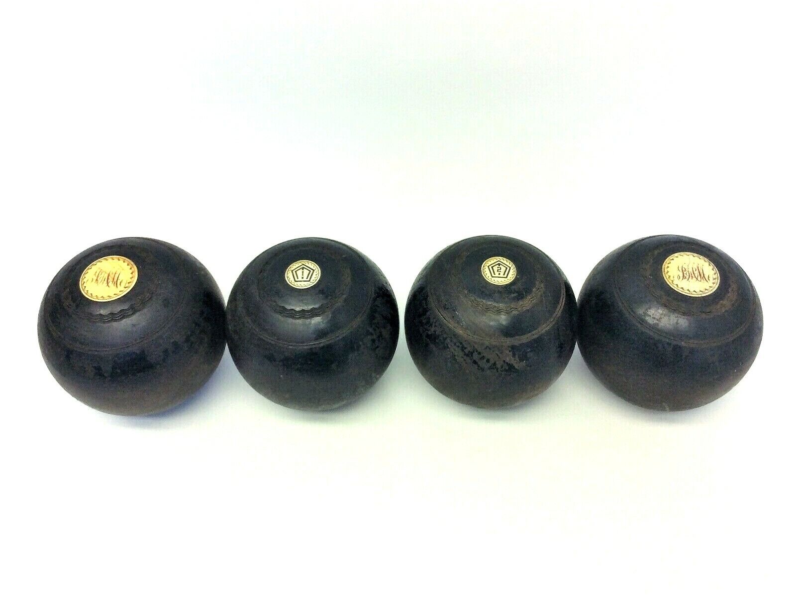 Four Large Wooden Scottish Bowling Association Thomas Taylor Lawn Bowling Balls