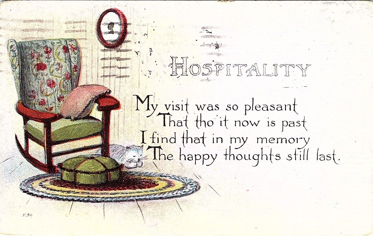 VINTAGE HOSPITALITY MY VISIT WAS SO PLEASANT~1917 POSTCARD KM
