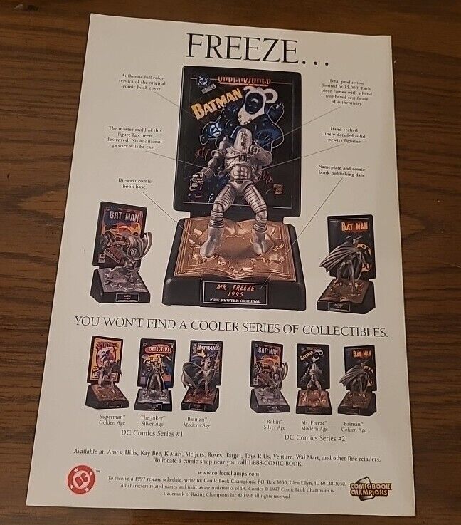 Mr Freeze Comic Book Champions Print Ad Poster Art  Original Robin Batman 7x10 