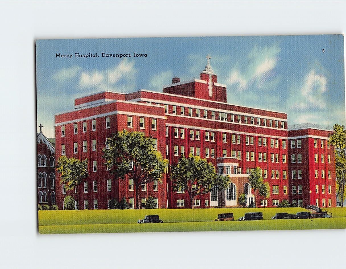 Postcard Mercy Hospital Davenport Iowa USA