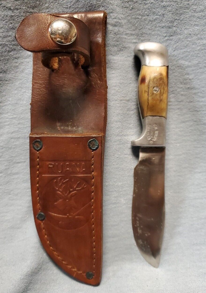 Vintage R.H. RUANA  Hunting Knife M STAMPED, and original sheath 3.5\