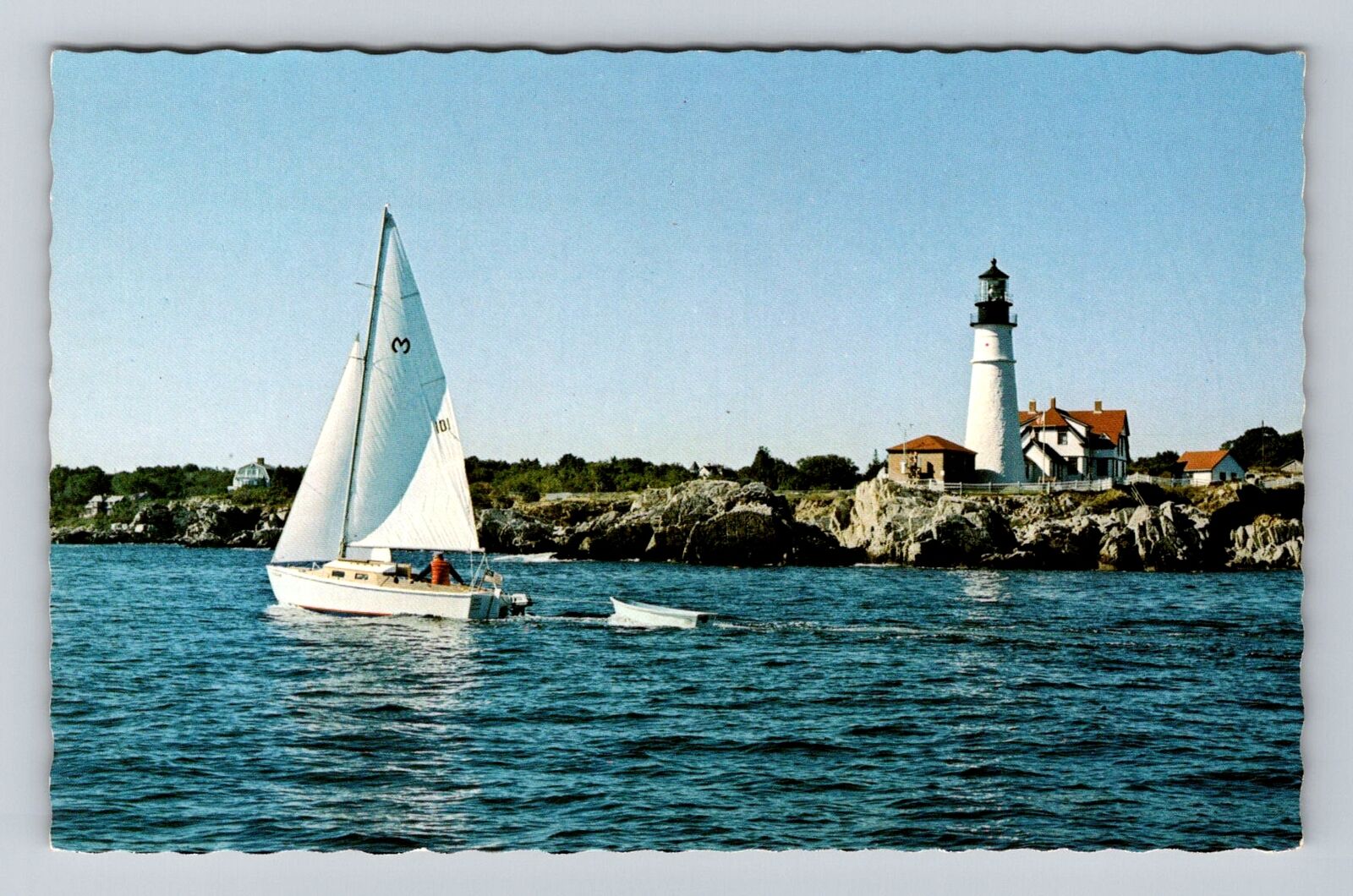 Portland ME-Maine, Portland Head Light House, Vintage Souvenir Postcard