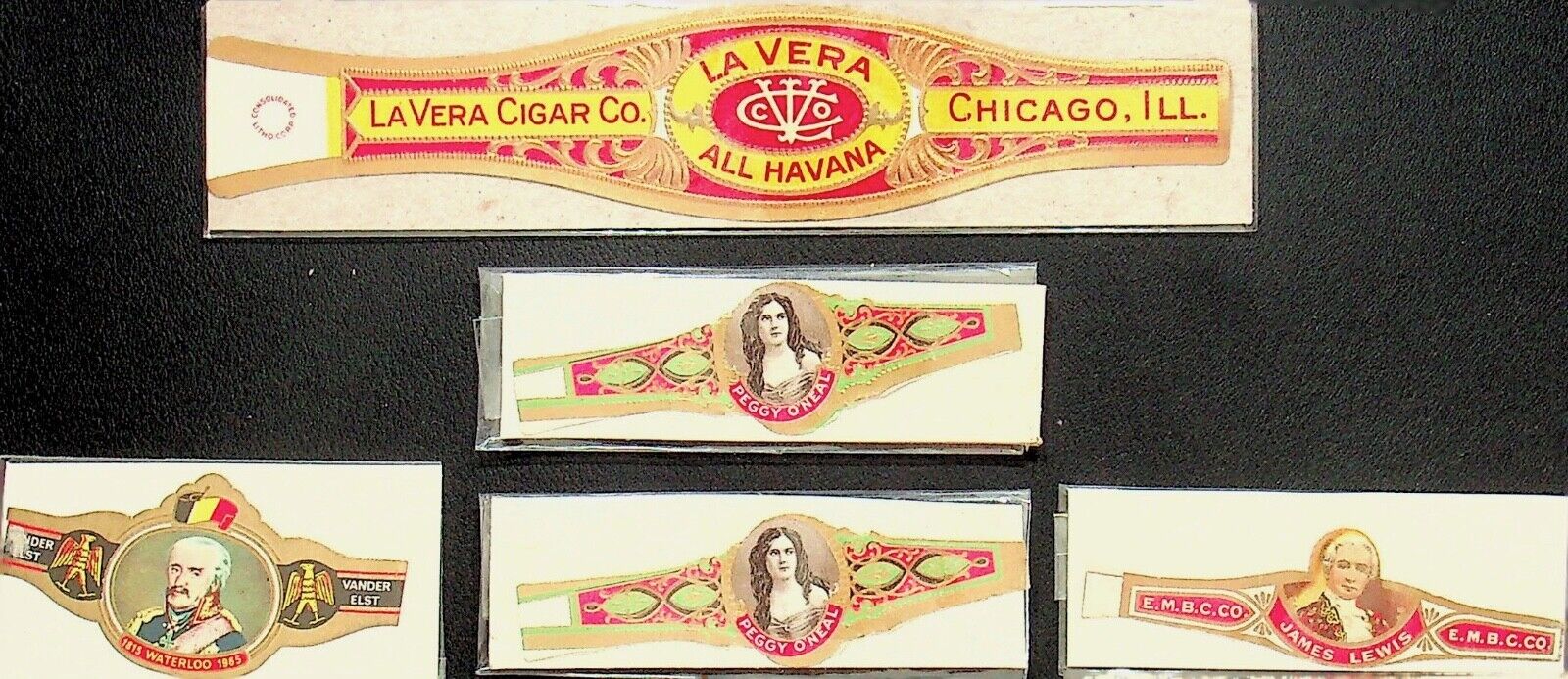 Lot Of 5 Vintage Cigar Bands- E12-J