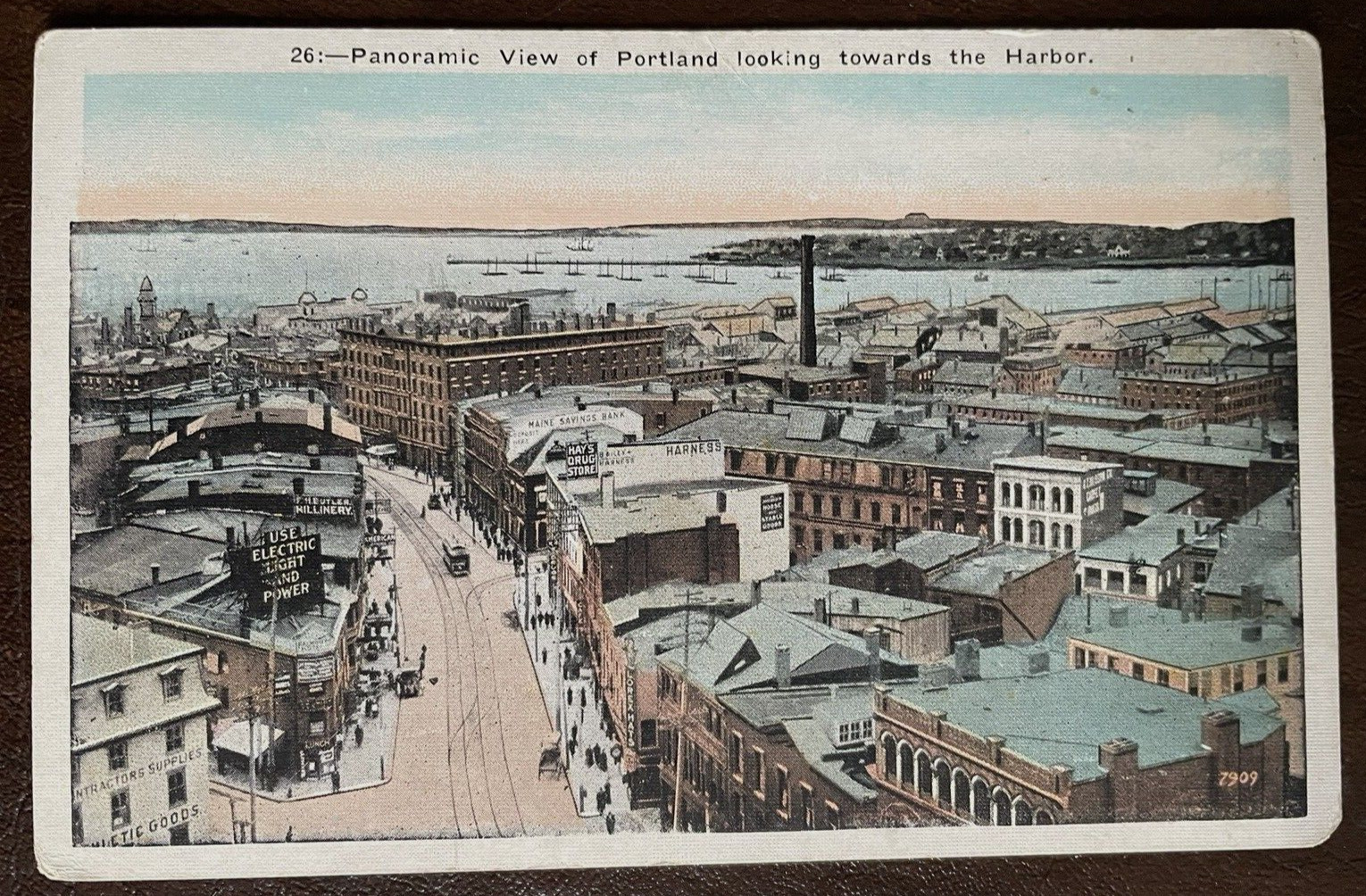Postcard Portland Maine Panoramic View towards Harbor Vintage
