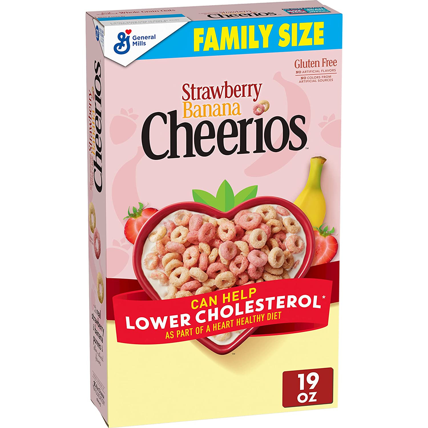 Cheerios Strawberry Banana Heart Healthy Cereal Whole Grain Oats 19 OZ Family Si