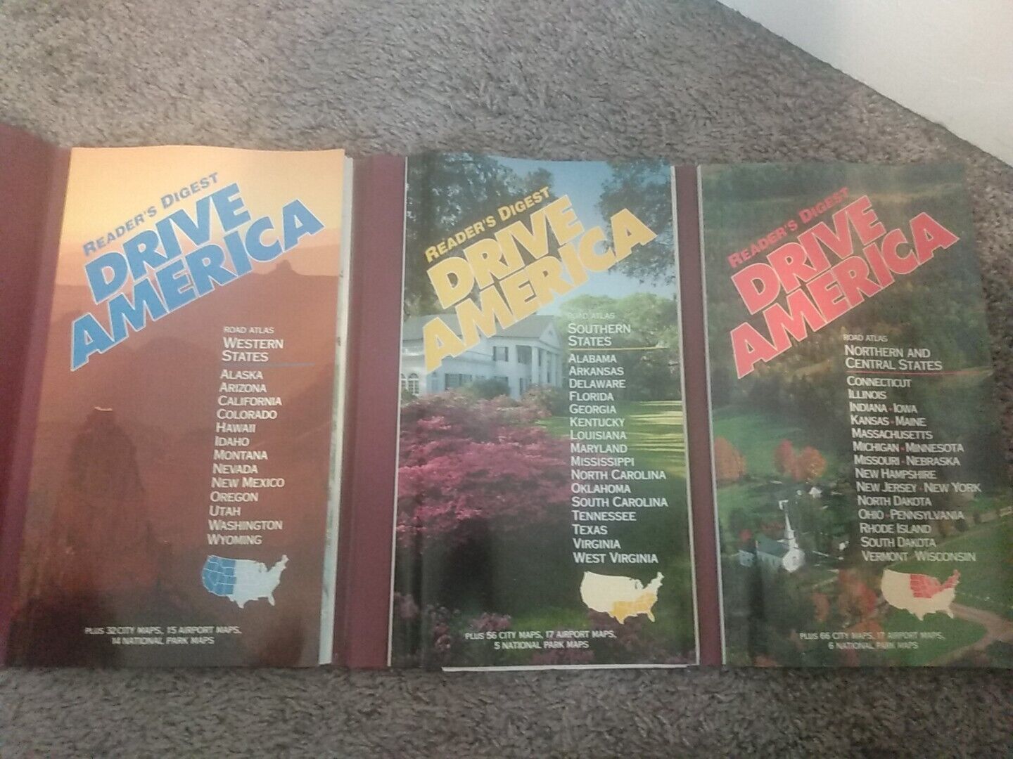 3 READERS DIGEST DRIVE AMERICA ROAD ATLAS LOT 3 WEST SOUTH NORTH CENTRAL STATES