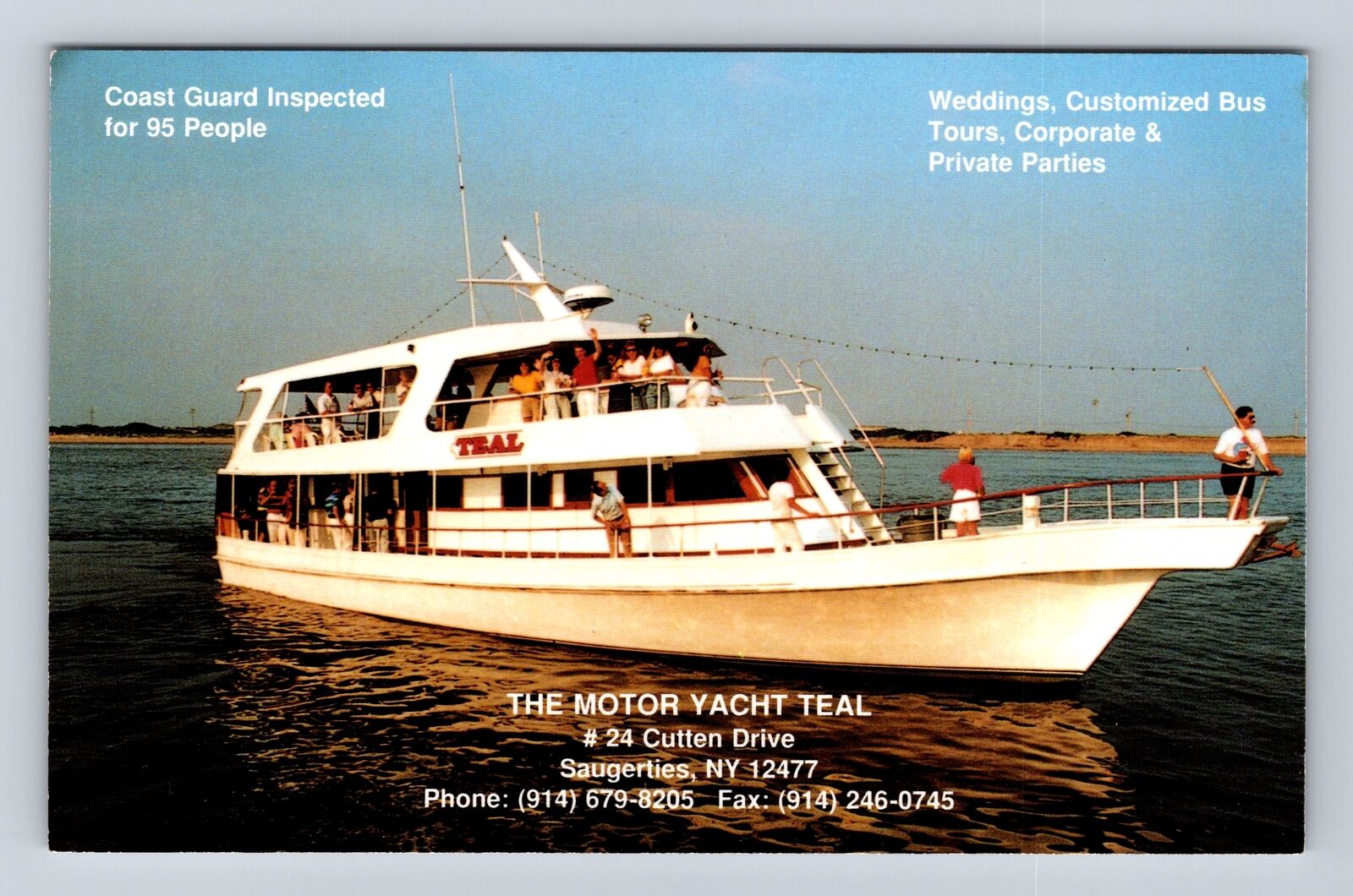 Saugerties NY-New York, The Motor Yacht Teal, Advertising, Vintage Postcard