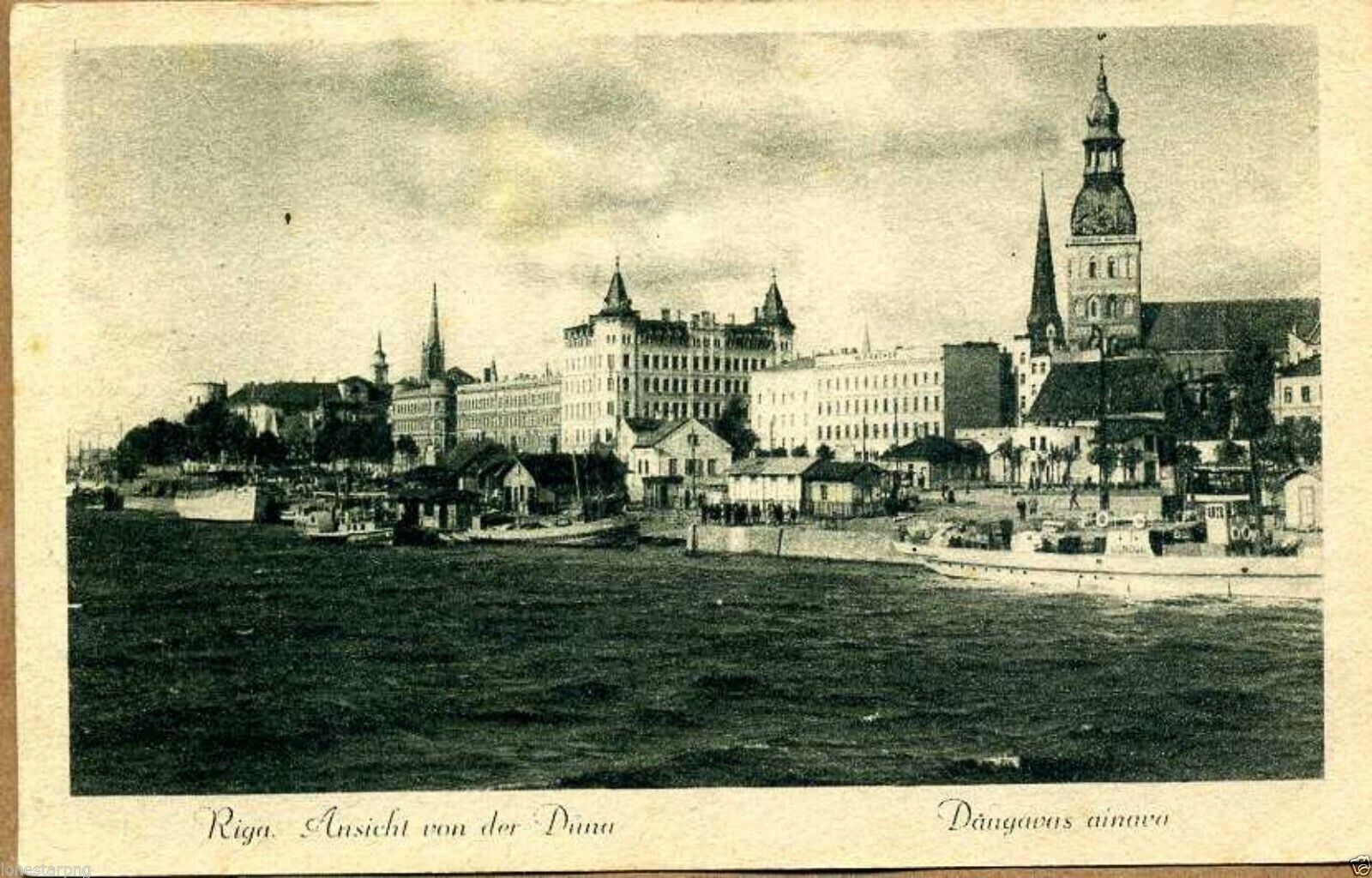 Latvia WW2 Vintage Riga Daugavas Ainava Postcard V.UPITIS TEVIJA #168
