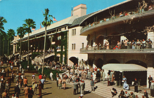 Vintage Rear of New Club House Hialeah Race Course Miami FL Postcard A14