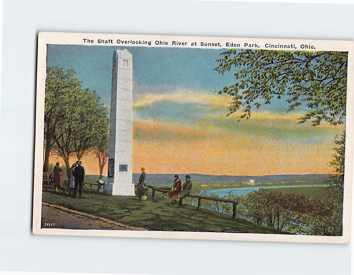Postcard The Shaft Overlooking Ohio River at Sunset Eden Park Cincinnati Ohio