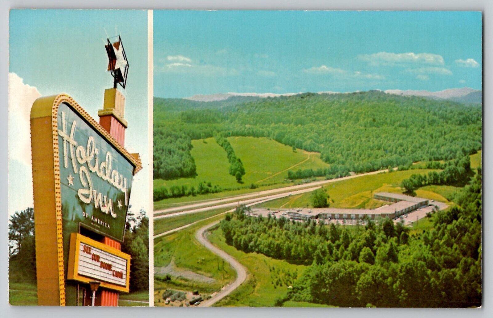 1960s Holiday Inn Aerial View Corbin KY Vintage Chrome Postcard Unused