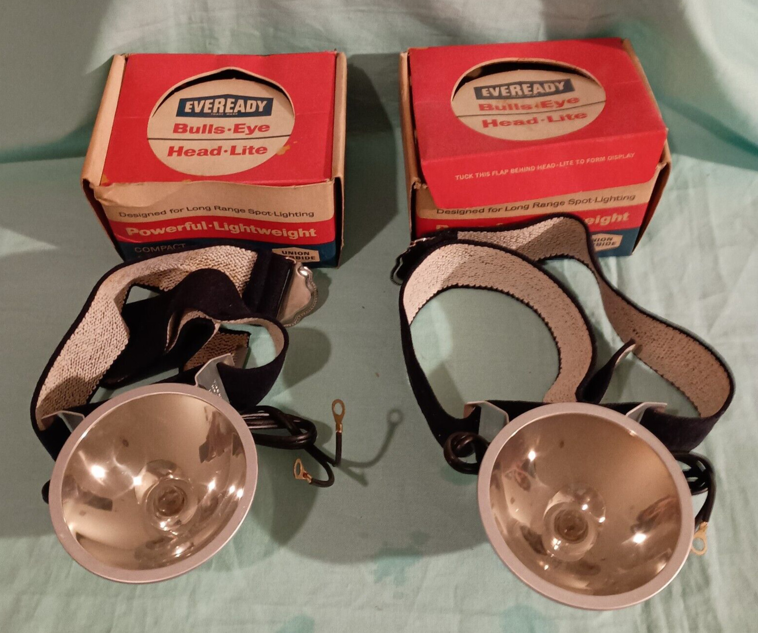 LOT OF 2 OLD EVEREADY BULLS EYE HEAD LITE FLASH LITE WITH ORIGINAL BOXES 