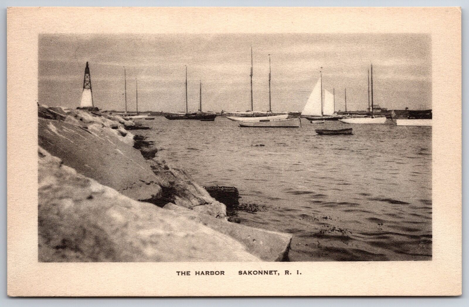 Sakonnet Rhode Island~Harbor View~Boats on Water~c1910 Albertype Postcard