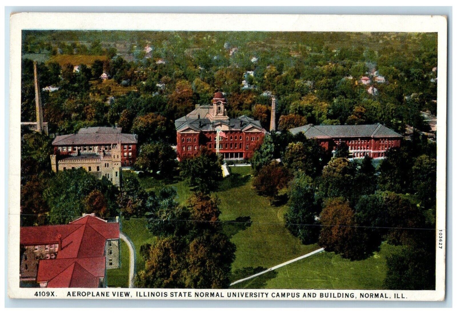 1934 Aeroplane View Illinois State Normal University Campus Building IL Postcard
