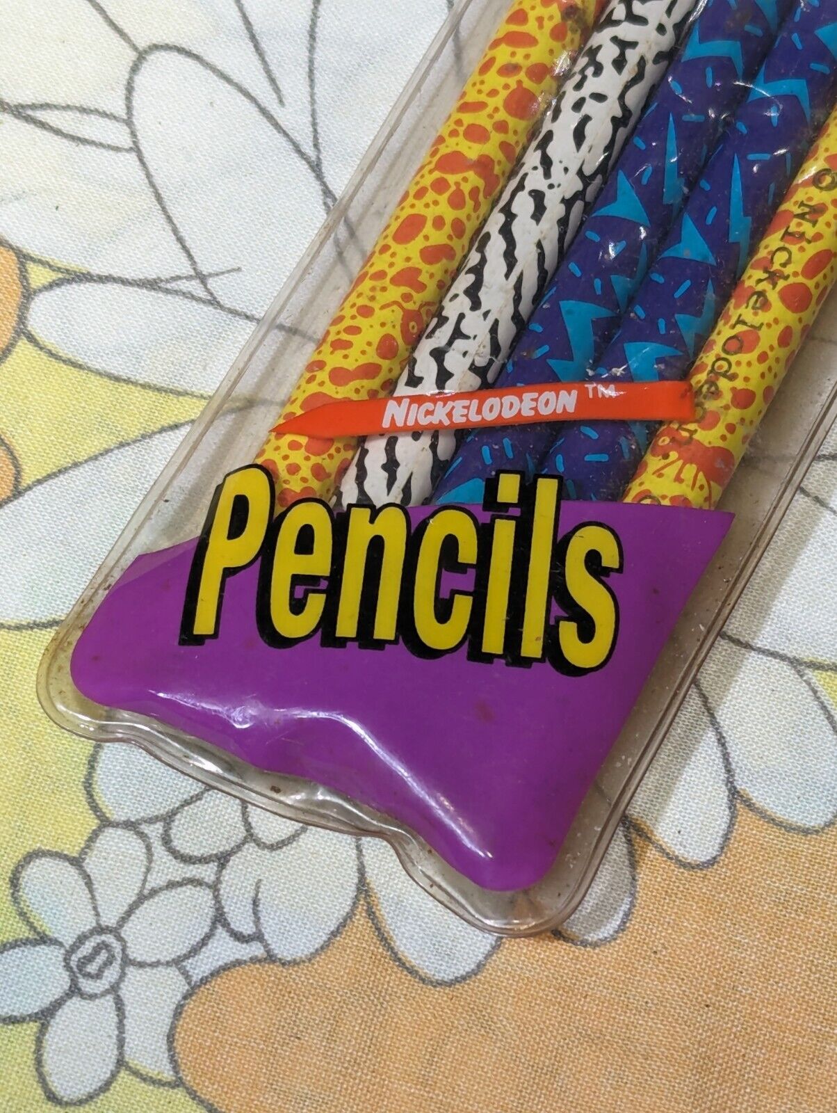Vintage Nickelodeon Pencils Pouch 5 Pencils 1990s 