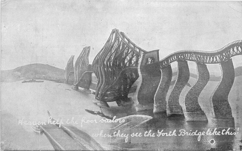 Drunken Sailor View Forth  Bridge Edinburgh Scotland UK Postcard 20-10909