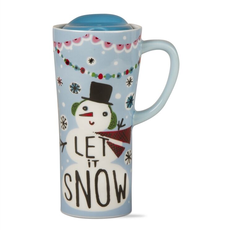 Snowman Let It Snow Stoneware Travel Mug by TAG New Christmas Winter Decor New