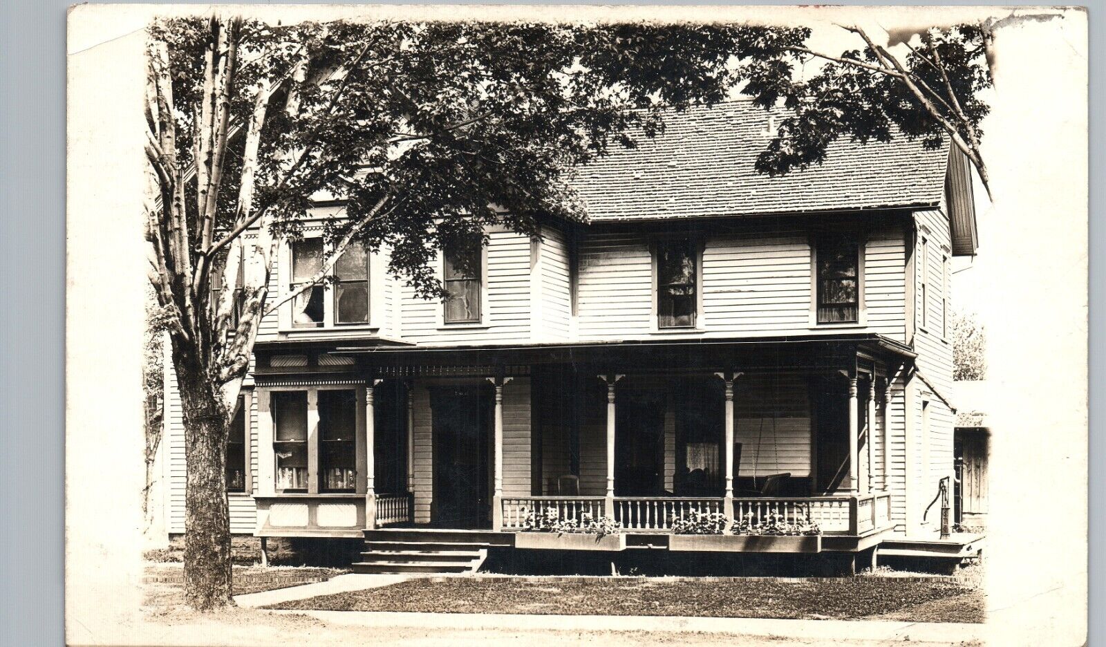 HOUSE & FRONT PORCH c1910 menasha wi real photo postcard rppc wisconsin history