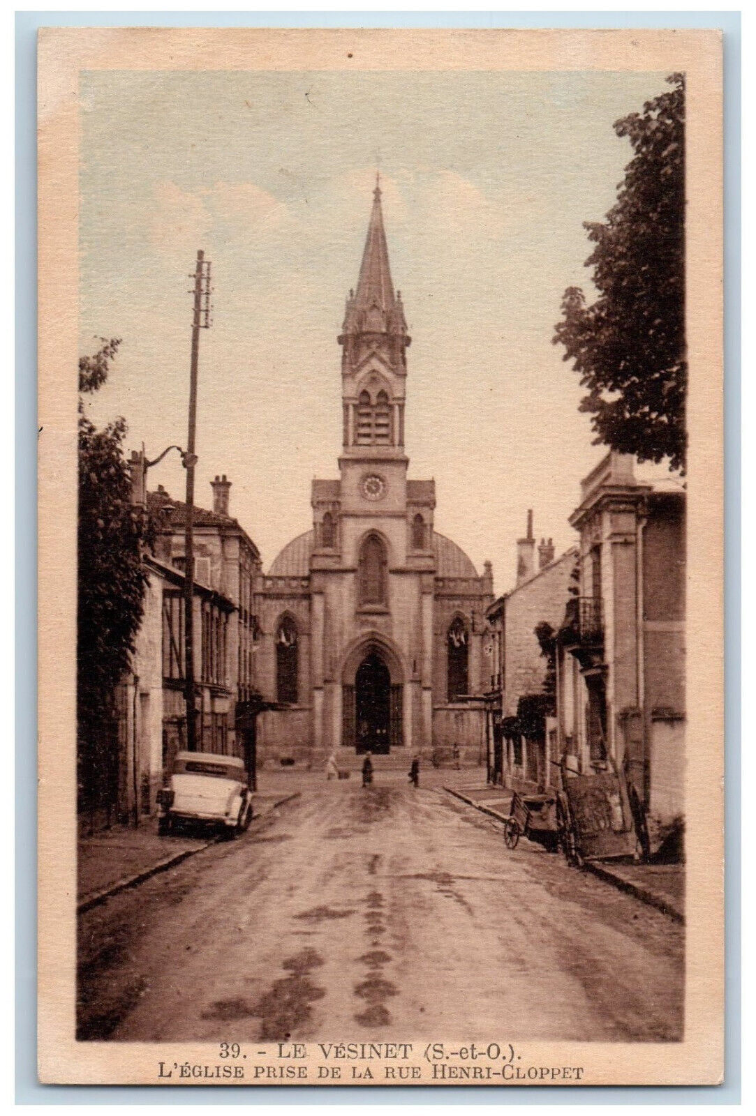 Le Vesinet Yvelines France Postcard The Church Taken From Rue Henri-Cloppet 1952