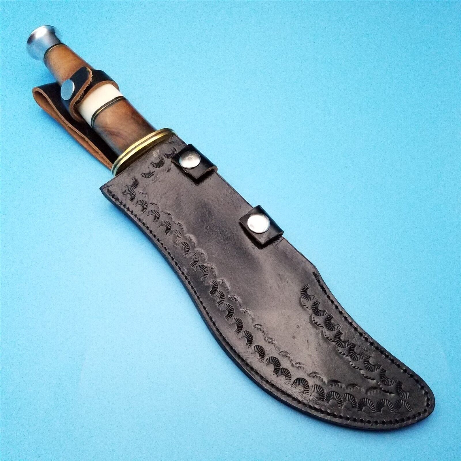 Knife Sheath Fixed Blade Black Leather Large Bowie 14.25\