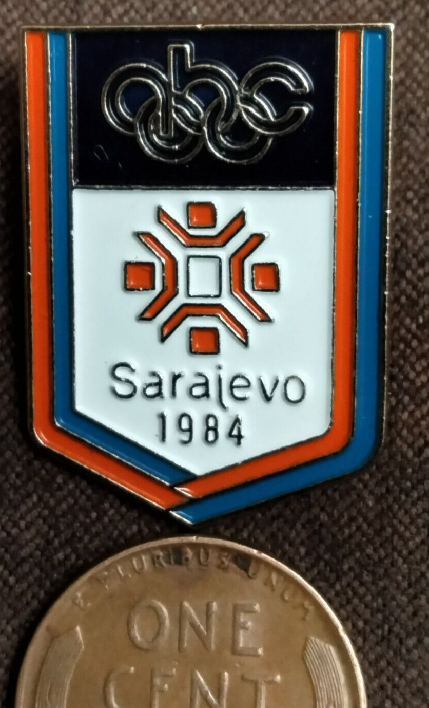 Sarajevo 1984 Winter Olympics ABC Television Pin Badge