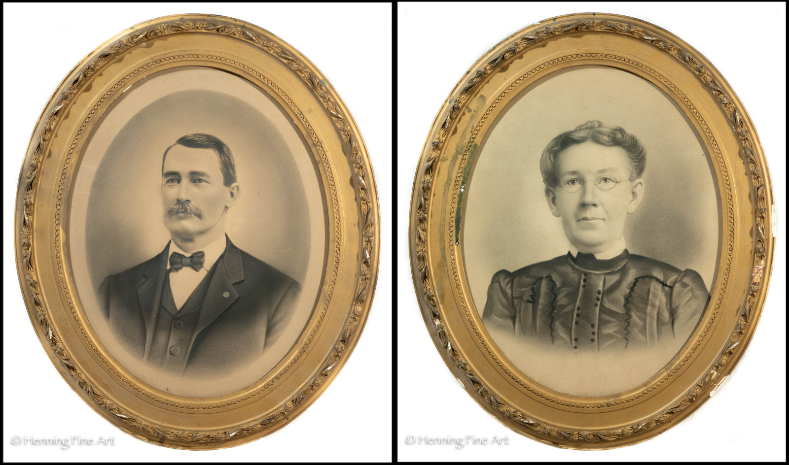Beautiful Antique Victorian Husband and Wife Portrait Enhanced Photograph, Fine