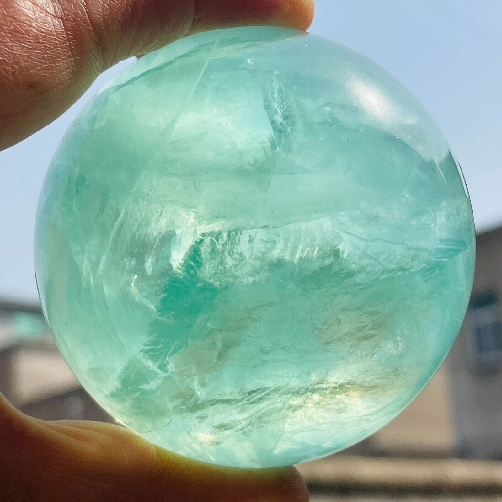 435g Natural Rainbow Green Fluorite Crystal Ball Quartz Crystal Energy Healing