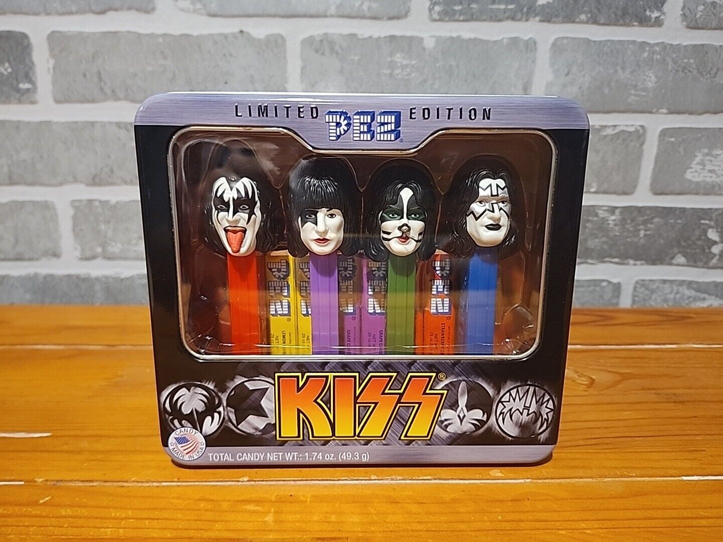 2012 KISS PEZ Limited Edition 4pc Pez Candy Dispensers In Sealed Metal Tin Can,