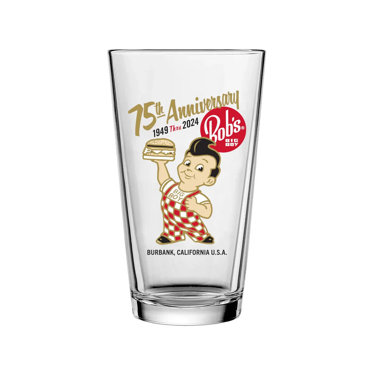 Bob's Big Boy Restaurant 75th Anniversary Pint Glass - NEW