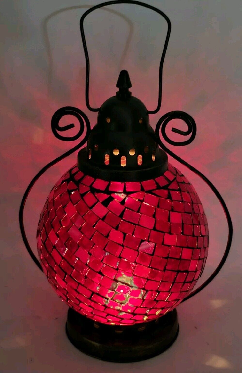 Retired Partylite Global Fusion Red  Mosaic Moroccan Style Candle Lantern