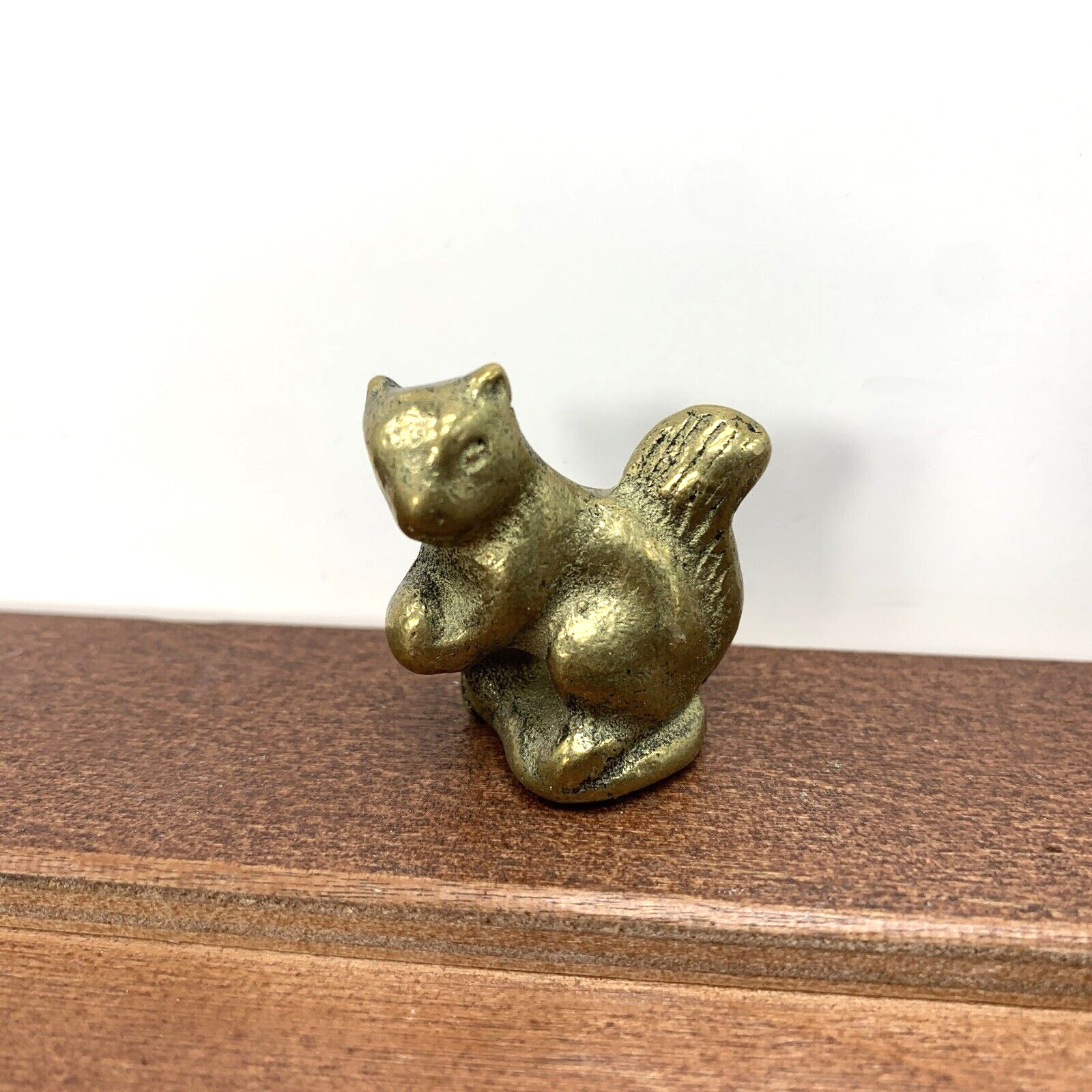 Vintage Solid Brass Metal Gold Tone Squirrel Miniature 1.5\
