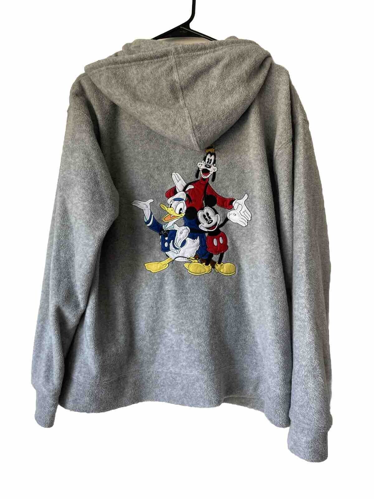 Vintage Disney Full Zip Jacket Women’s Size L Fleece Sweater Mickey Embroidered