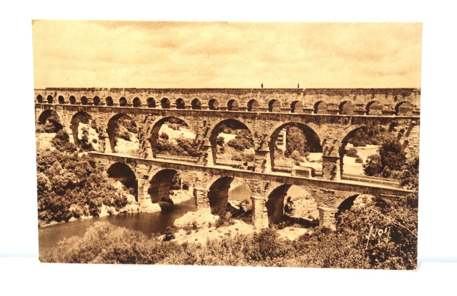Vintage RPPC Postcard Pont Du Gard Roman Aqueduct France Yvon Photo