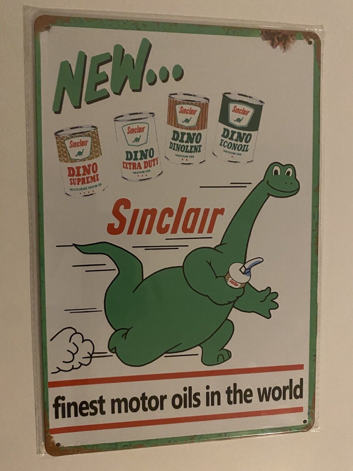 Sinclair Dino Supreme Oil Sign - Vintage Style - Metal - Gas & Oil