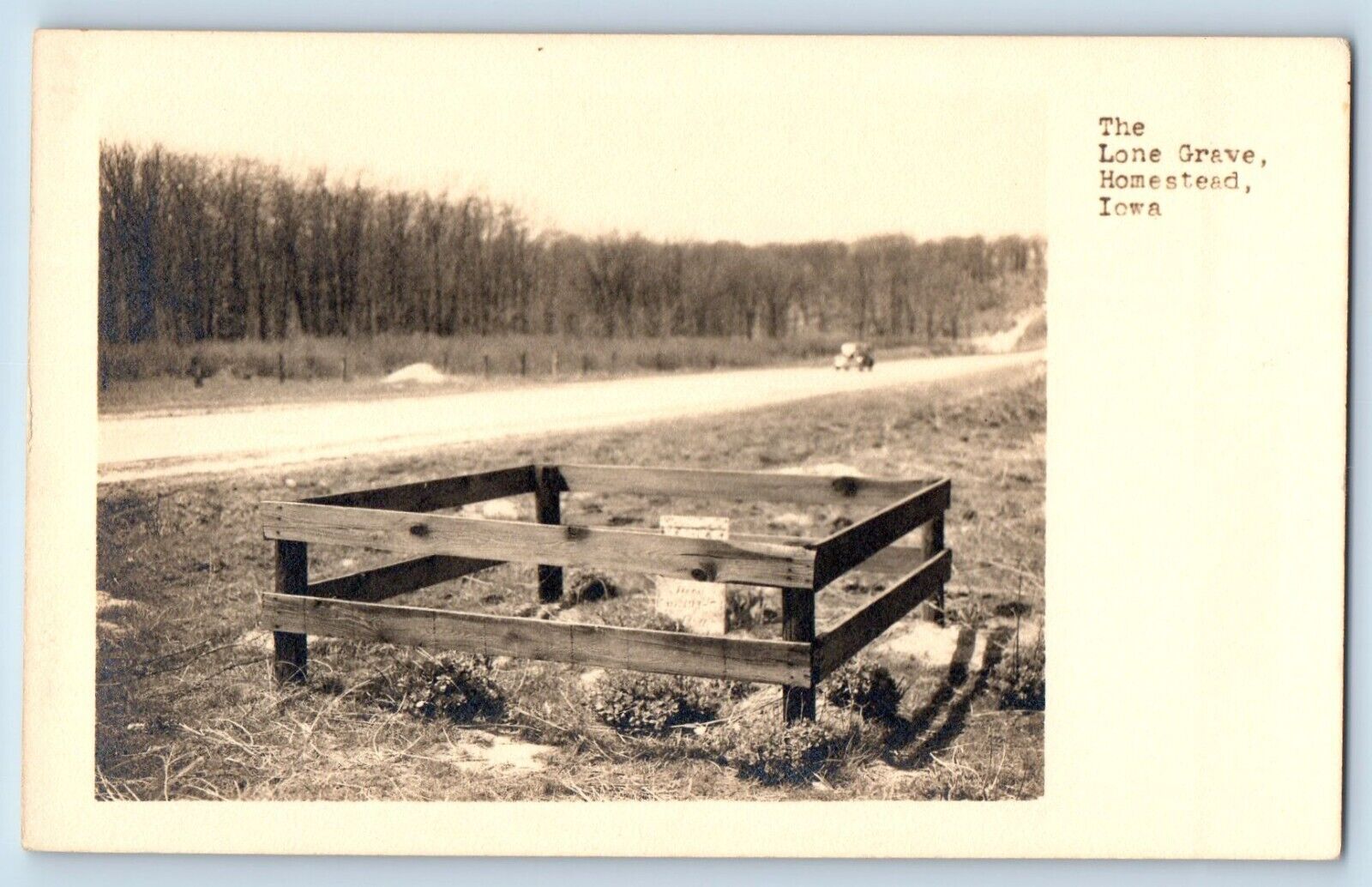 Homestead Iowa IA Postcard RPPC Photo The Lone Grave c1930\'s Unposted Vintage