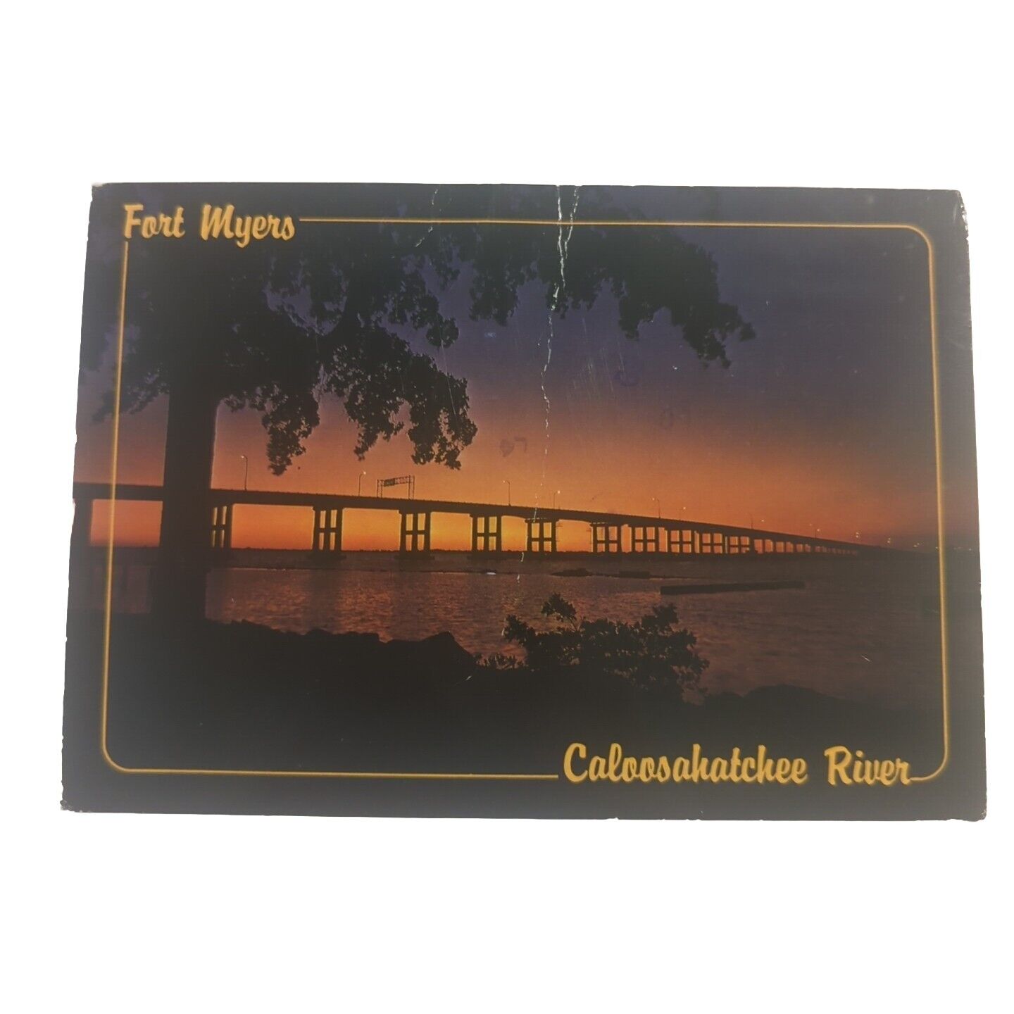 Postcard Caloosahatchee River Sunset FL 1990  Fort Myers Posted Creased 1.10.17