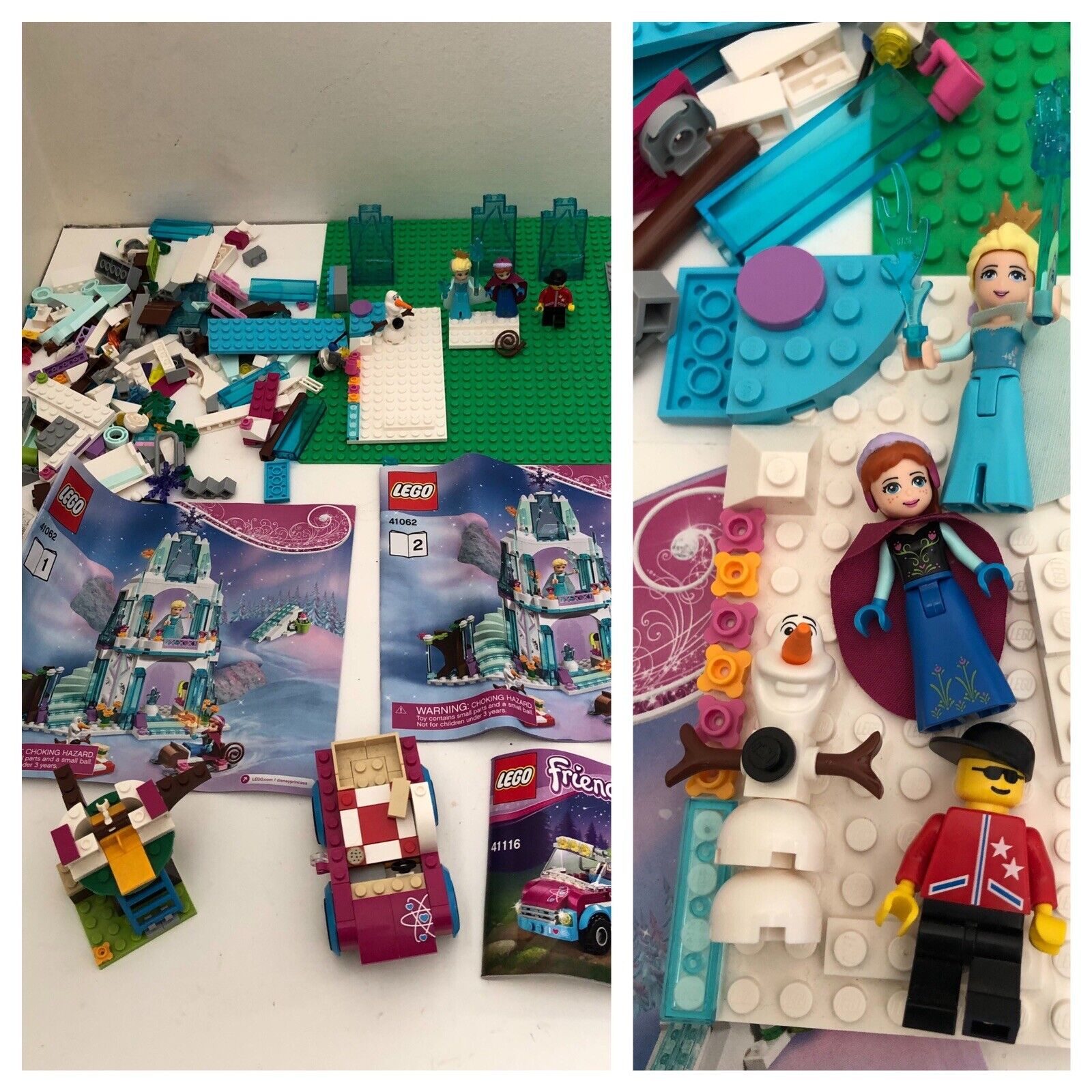 Mix Lot 4 Lego Minifigures Disney Frozen 41062 Elsa Anna Olaf Castle Pieces Base