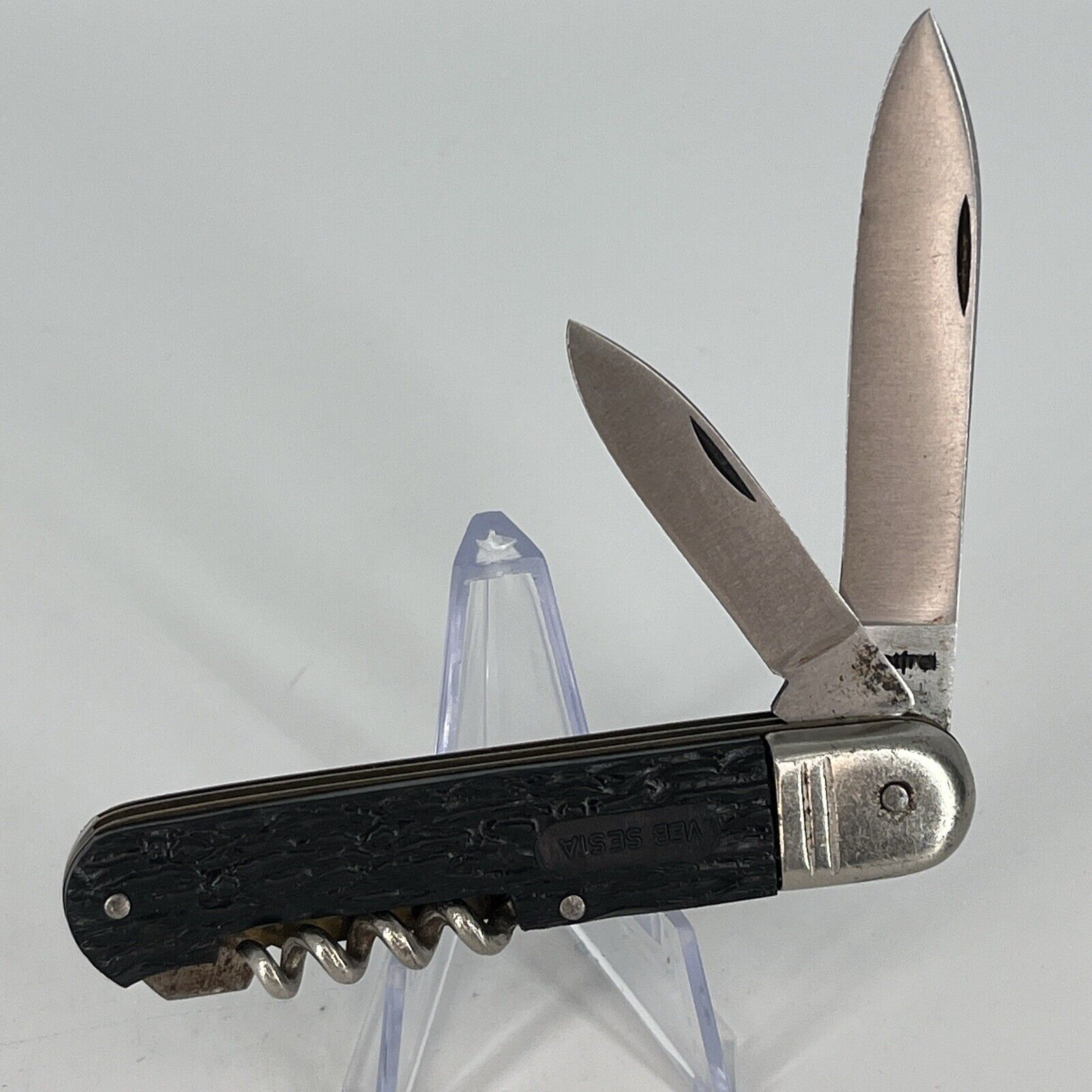 Vintage German GDR DDR Sesta Pocket Knife VEB SESTA Rostfrei Black Handle