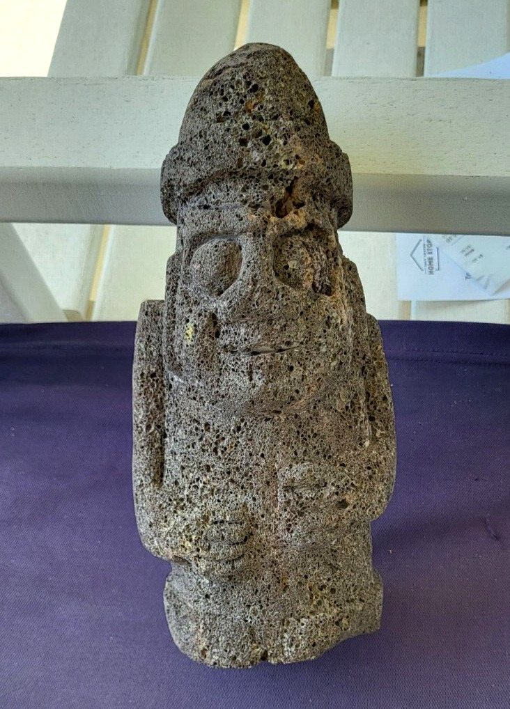 Vintage Tiki Hawiian Carved Lava Rock god Sculpture