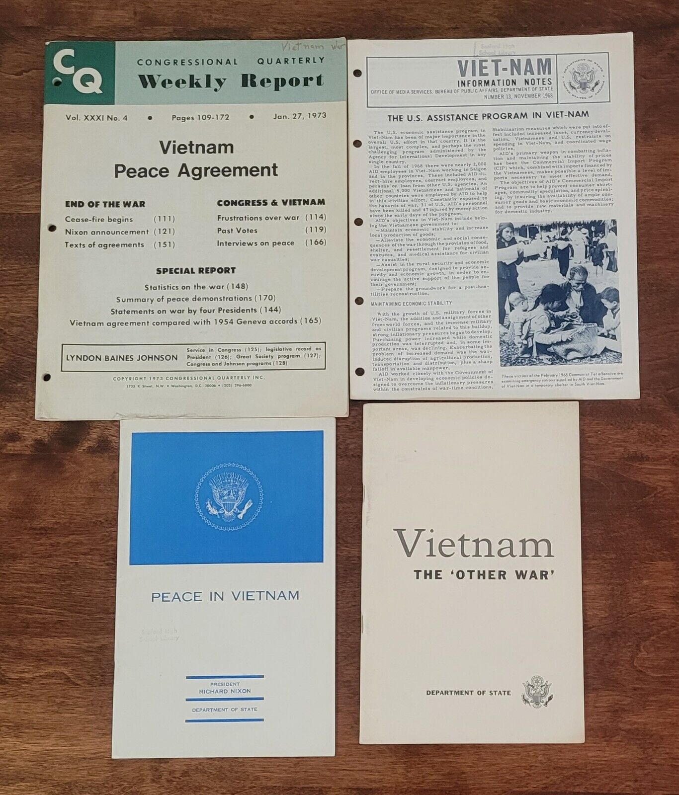 Lot of 4 Pamphlets Vietnam War- CQ Weekly, Peace In Vietnam, Vietnam The Other W