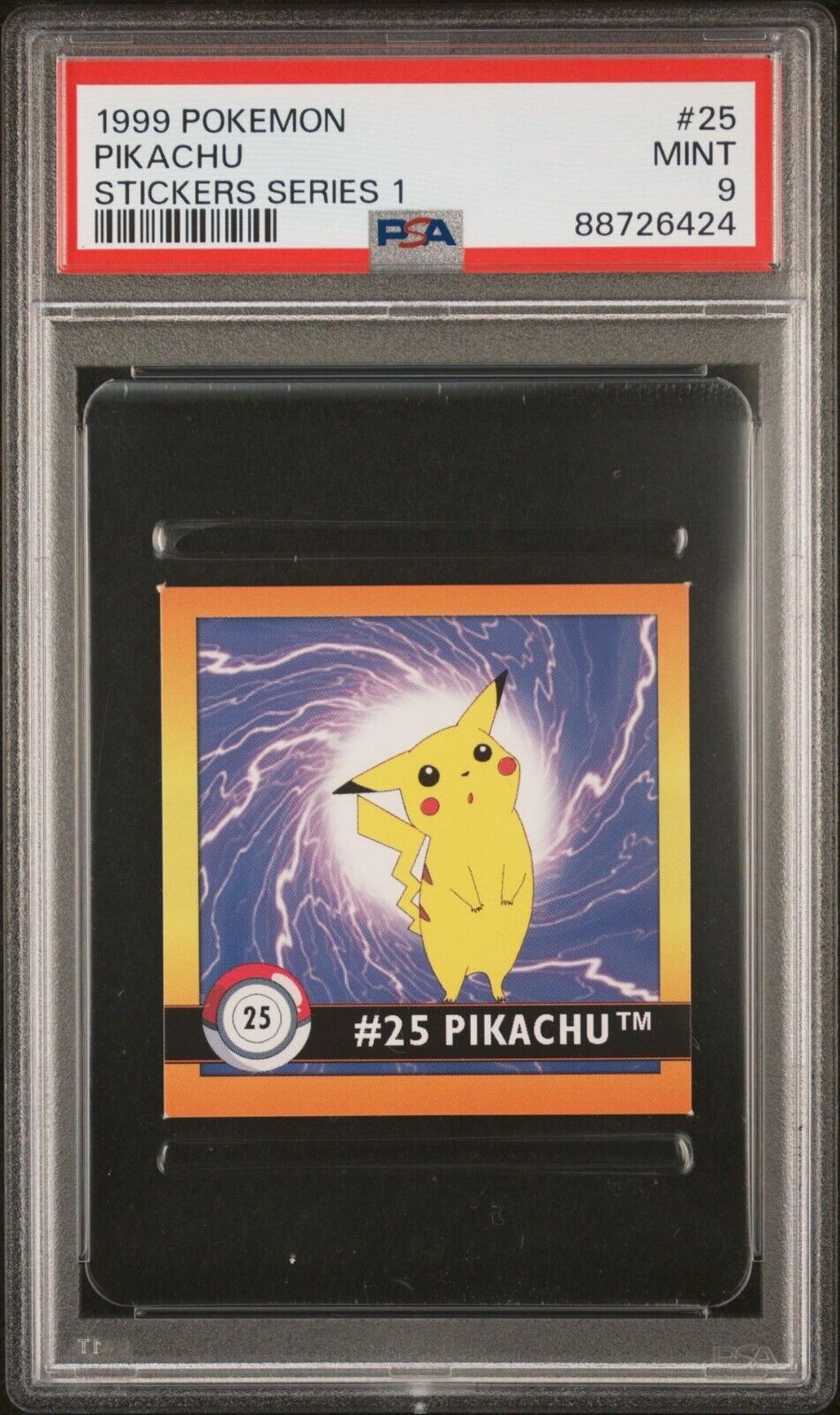 1999 Pokemon Stickers Series 1 PSA 9 Pikachu Artbox #25
