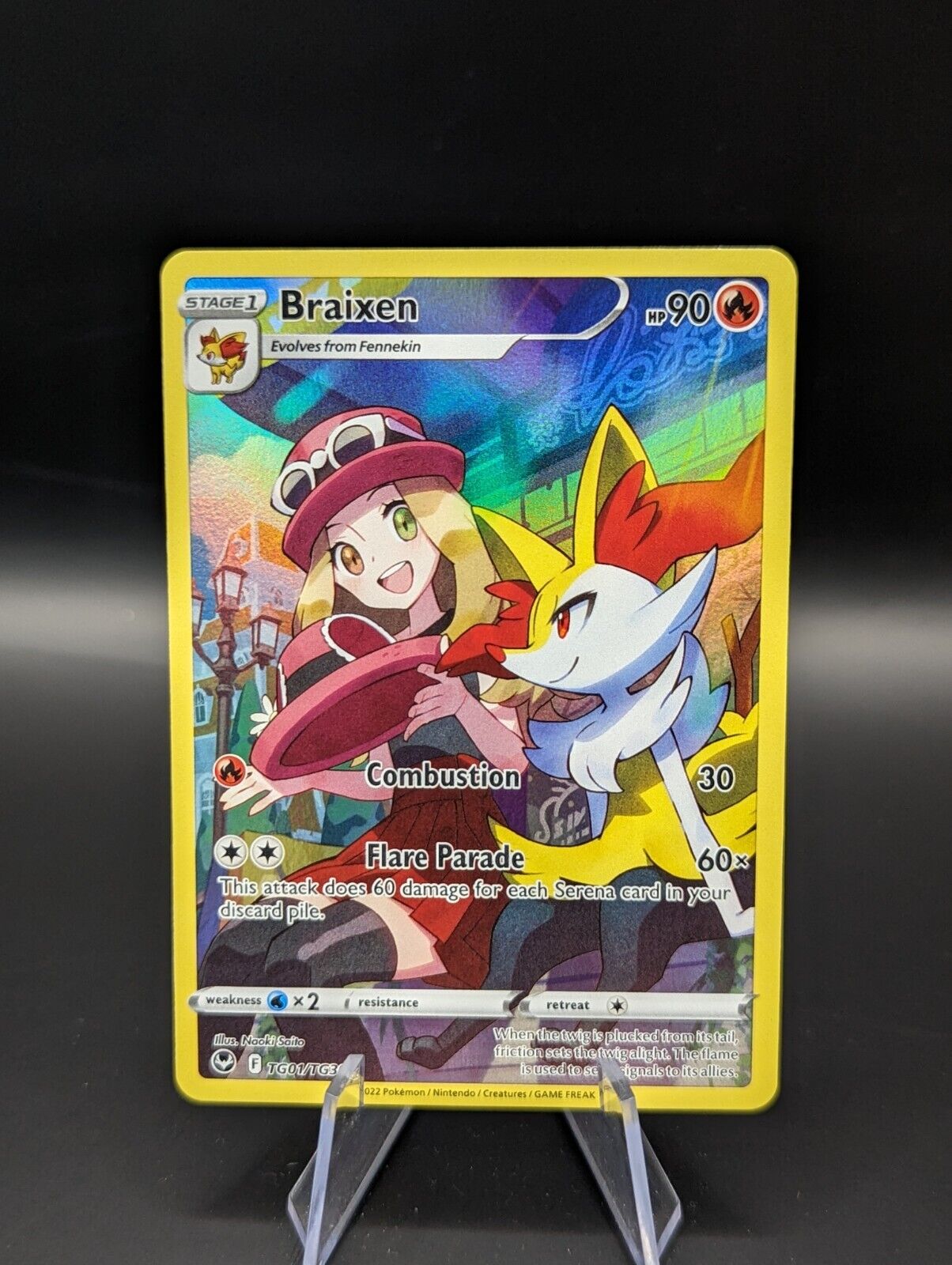 Pokemon Card Braixen TG01/TG30 Trainer Gallery Rare Silver Tempest NM #949
