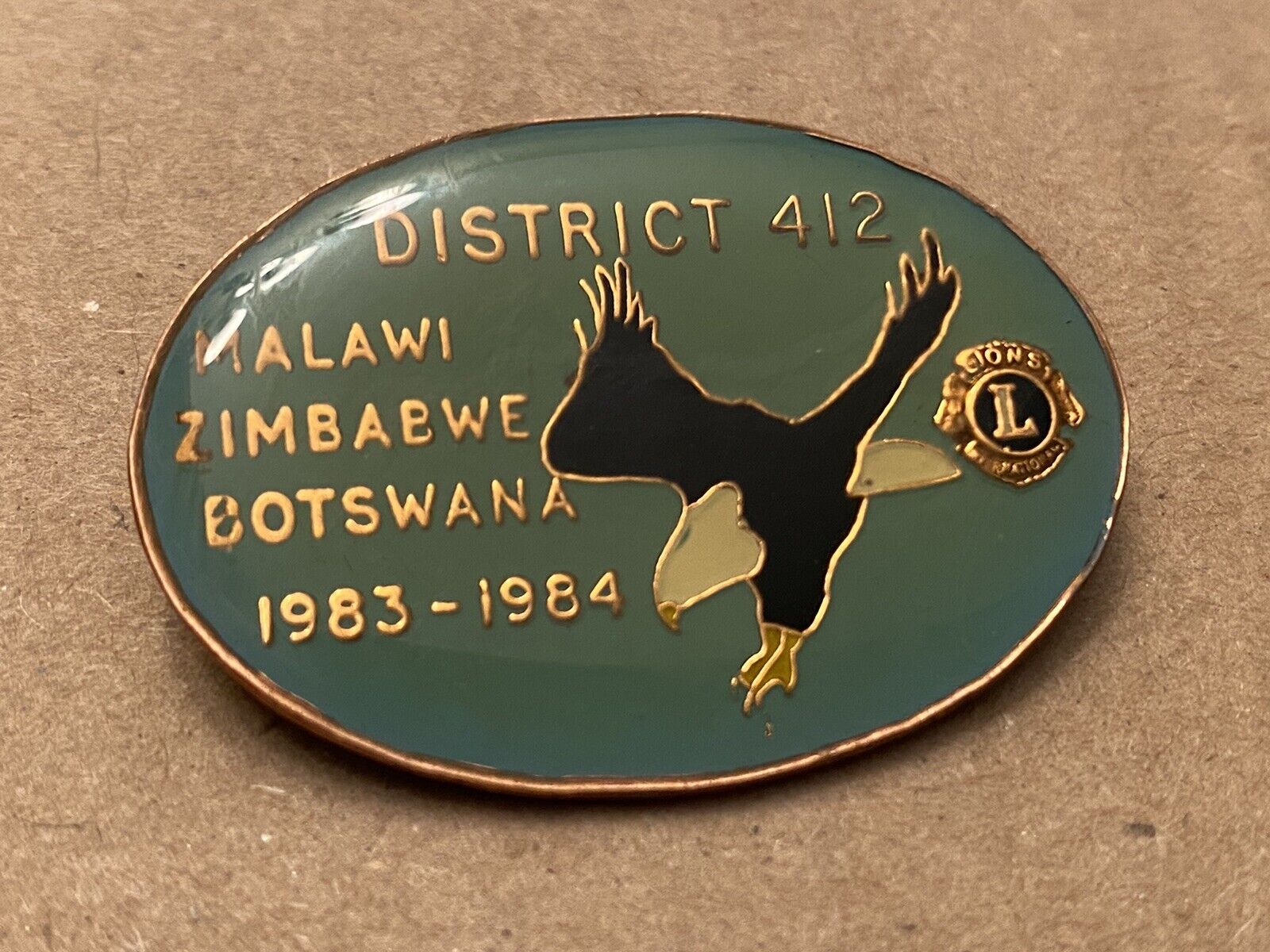 Vintage International Lions Club District 421 Malawi Zimbabwe Botswana Pin L7