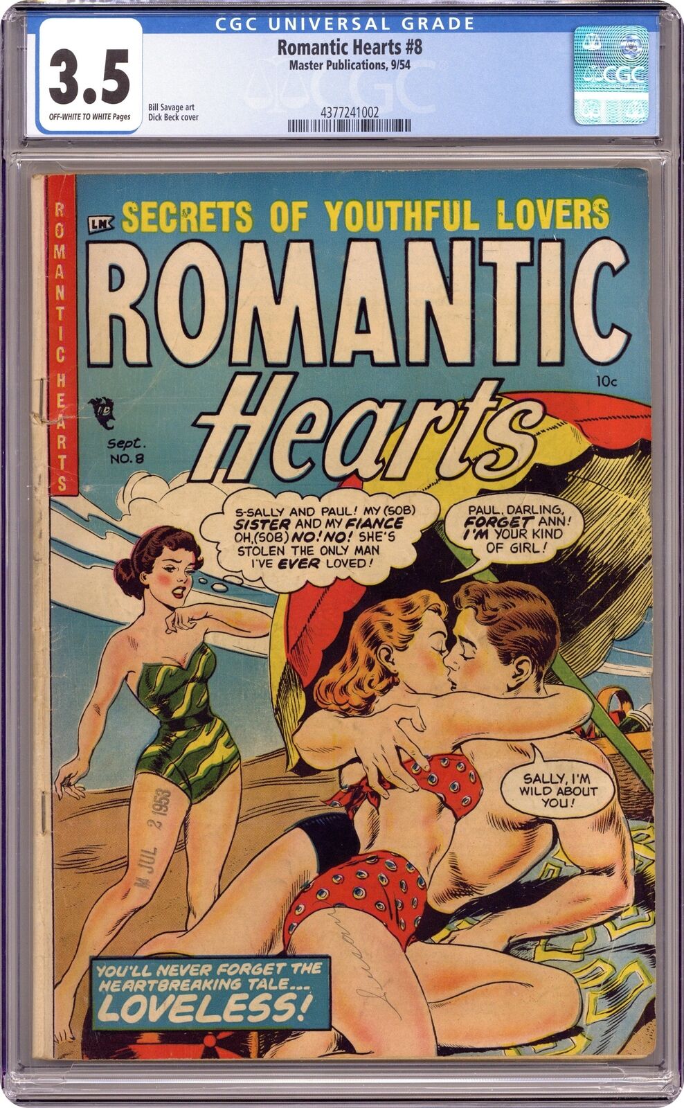 Romantic Hearts #8 CGC 3.5 1954 4377241002