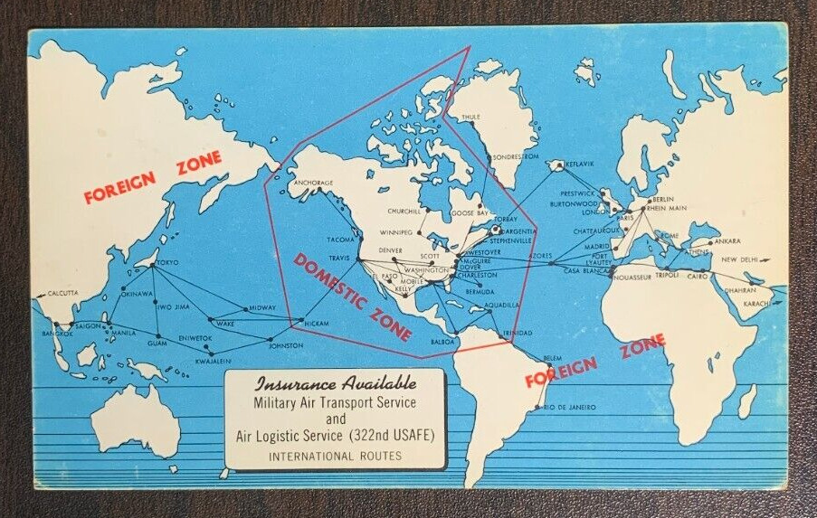Postcard - Military Air Transport Service & Air Logistic Service Intl. Routes