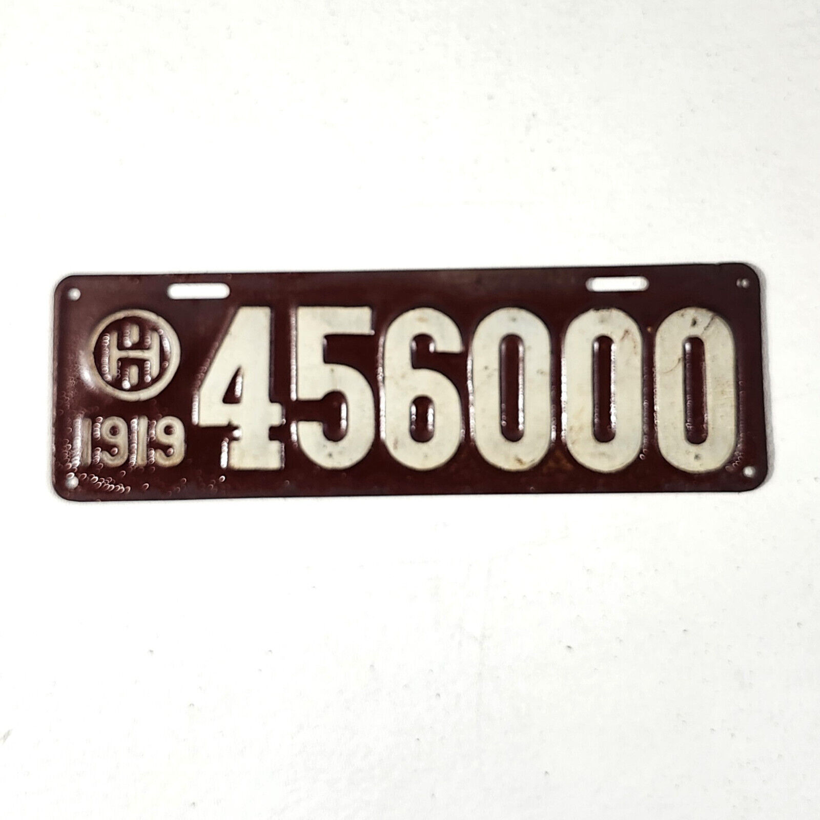 1919 Ohio License Plate Number 456000 Original Paint