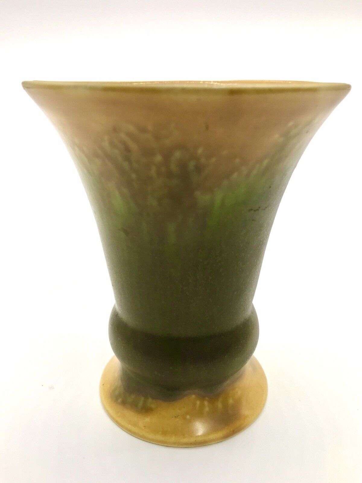 1930's Empire Ware England Art Pottery Ceramic Vase Yellow Green Drip Glaze
