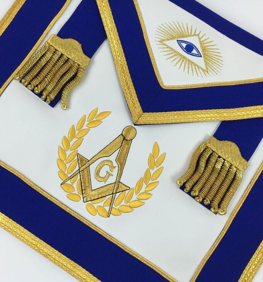 Masonic Blue Master Mason Apron Set Apron, Collar and Gauntlets