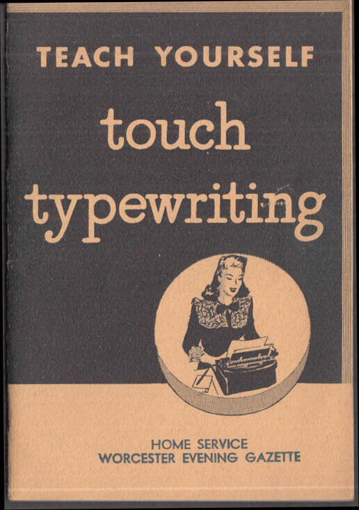 Teach Yourself Touch Typewriting how-to booklet 1941 Worcester Evening Gazette